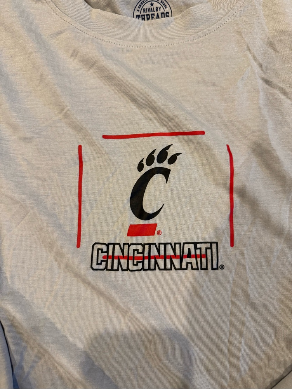 Rivalry Threads gray poly blend Tee with Red & Black Cincinnati Logo
